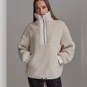 Varley Appleton Sherpa 1/2 Zip Pullover Oversized Jacket SZ S Eggnog Cream
